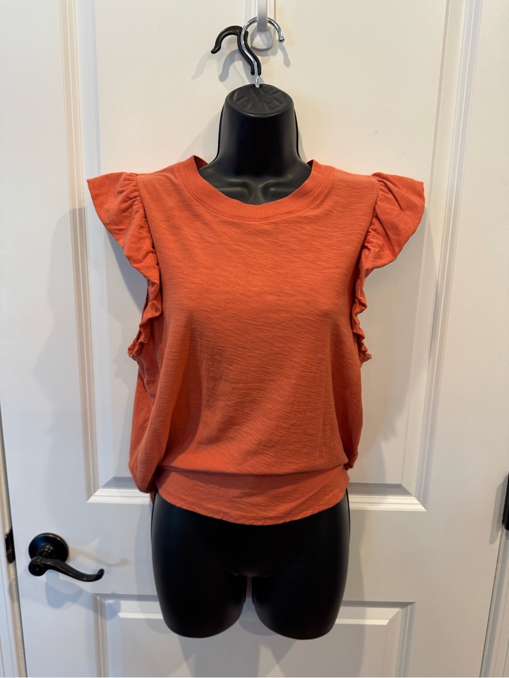 Nation LTD Women's Ruffle Sleeve Top - Coral Orange